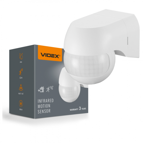 Датчик движения и освещенности Videx 800W IP44 инфракрасный белый VL-SPW11W