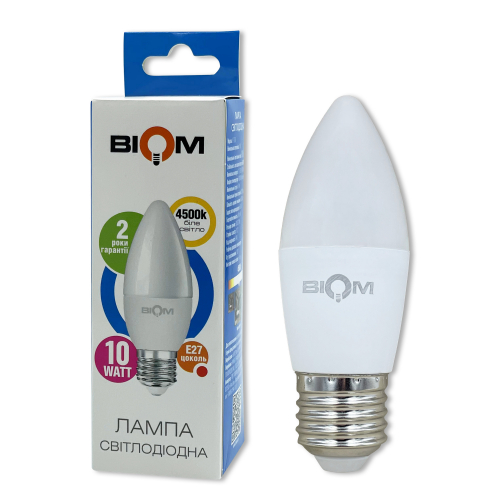 Світлодіодна LED лампа Biom свічка 10W E27 4500K BT-706 23981