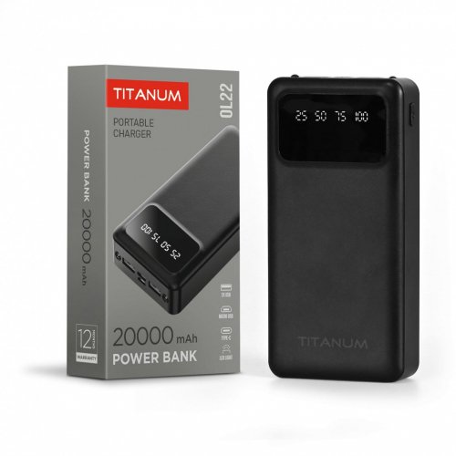 Портативний зарядний пристрій (повербанк) TITANUM OL22 Black 20000mAh TPB-OL22-B