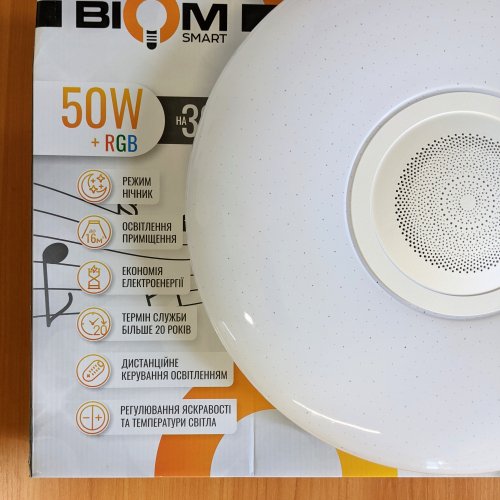 LED светильник Biom Smart 50W SML-R26-50-M-RGB 3000-6000K+RGB с д/у музыкальный BT APP 21024