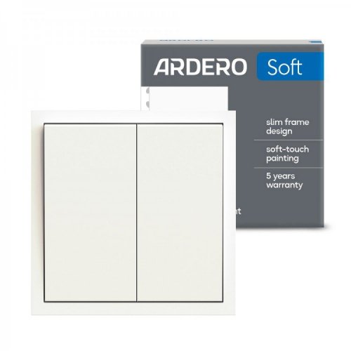 Вимикач Ardero EV122-W Soft двоклавішний прохідний білий 8687