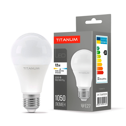 Світлодіодна лампа Titanum A60 12W E27 4100K TLA6012274