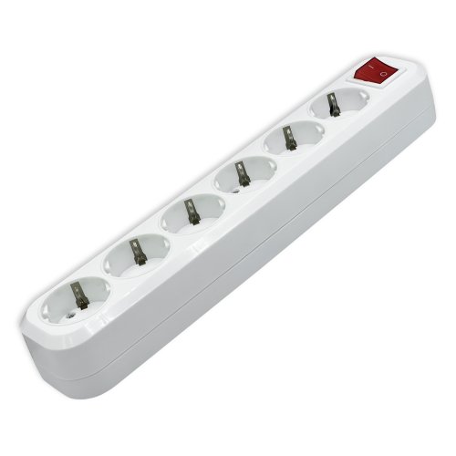 Колодка 6 гнізд з заземленням з кнопкою ElectroHouse EH-2207