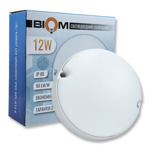 LED светильник Biom ЖКХ MPL-R12-6 12W 6000K IP65 круглый 17813