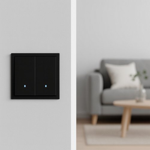 Выключатель Ardero EV112L-B Soft двухклавишный с подсветкой черный 8701