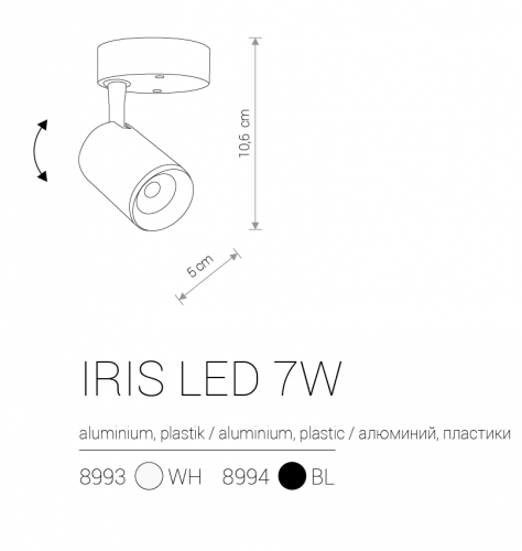 Світильник стельовий Nowodvorski IRIS LED 7W 3000K 8994