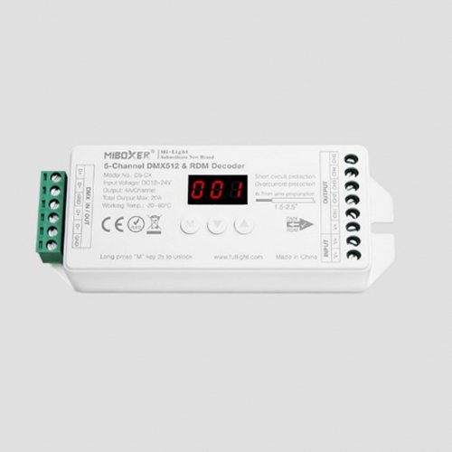 Контроллер DMX512 5 каналов Mi-Light CCT 20A DC12V~24V D5-CX