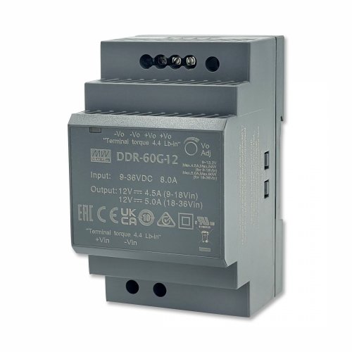 Изолированный DC/DC-преобразователь Mean Well на DIN-рейку 60W 5A 12V DDR-60G-12