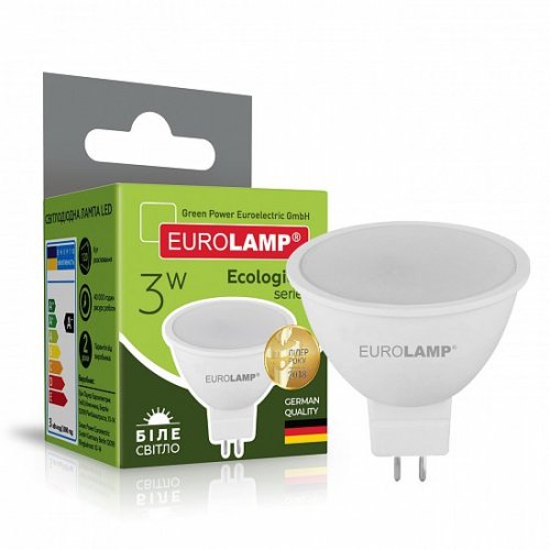 Світлодіодна лампа Eurolamp ECO серія "P" MR16 3W GU5.3 4000K LED-SMD-03534(P)