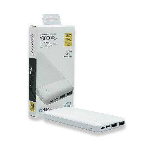 Портативний зарядний пристрій (повербанк) PLATINET 10000mAh WHITE PMPB10W705W