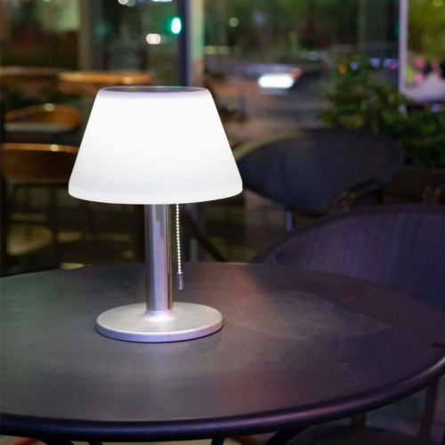 Настільна LED лампа Goldlux Viola акумуляторна вулична 4000K IP44 на сонячній батареї срібло 325457