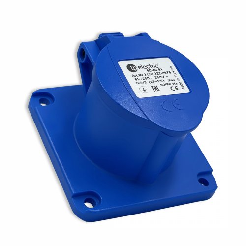 Розетка силова промислова TP Electric 3x16A 2P+PE із заземленням 75x75мм пряма 60-40-81