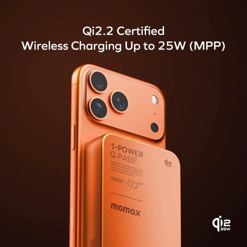 Портативное зарядное устройство (повербанк) Momax WRL 10000mAh SOLAR ORANGE IP168Q22M