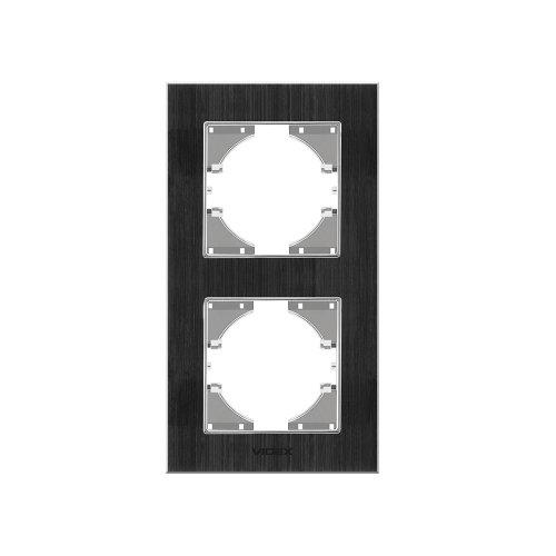 Рамка Videx Binera 2 поста вертикальна черный алюминий VF-BNFRA2V-B