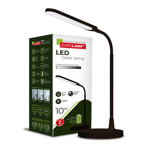 Настільна LED лампа акумуляторна Eurolamp 10W 1800mAh 4000К чорна LED-TLB-10W(black)