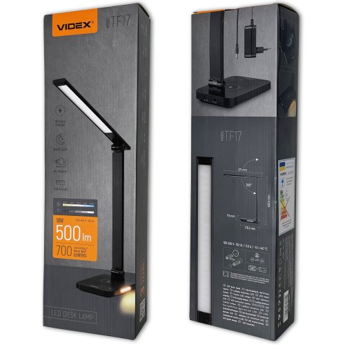 Настольная LED лампа с беспроводной зарядкой Videx 18W 1800-6500K VL-TF17B