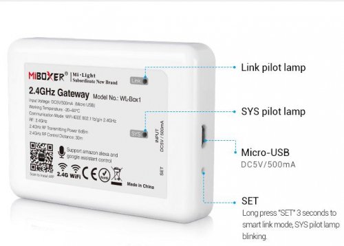 Контроллер репитер Mi-Light 2.4GHz DC5V 500mA Wi-Fi Box WL-BOX