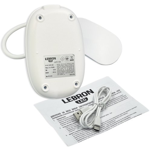 Настільна LED лампа акумуляторна Lebron L-TL-7706WH гнучка 5W 3000-6500K білий 15-13-50