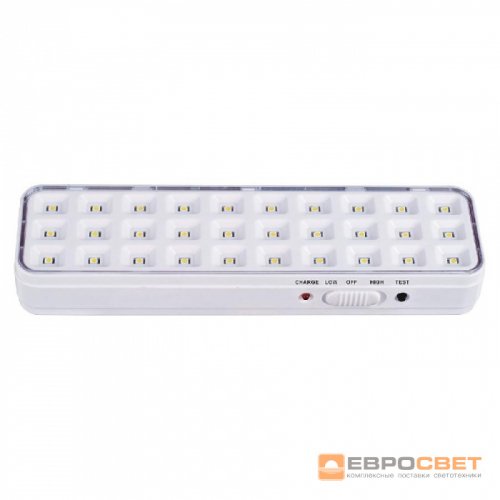 LED світильник аварійний Євросвітло SFT-LED-30-01 акумуляторний 1.2W 6400K IP20 000056724