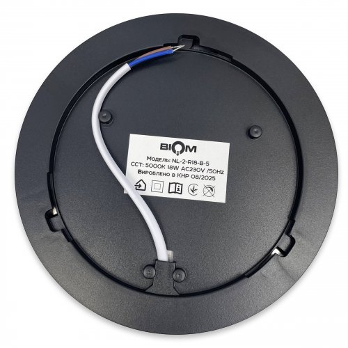 LED світильник накладний Biom 18W 5000К IP40 круглий чорний NL-2-R18-B-5 25796