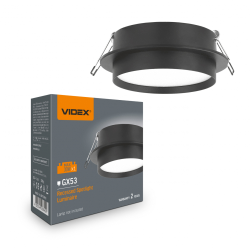 Точковий світильник Videx під лампу GX53 IP20 чорний VL-SPF27R-B