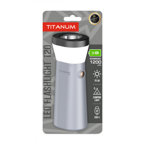 Портативный светодиодный аккумуляторный LED фонарик Titanum 70Lm 12000/8000K X2 TLF-T20