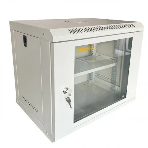 Шафа серверна настінна Gear 19 9U з полицею 600x450x450 сірий GWMSN-9U-600-450G
