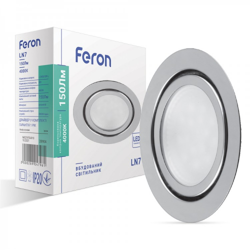 Точковий LED світильник Feron LN7 3W 4000К коло хром 5846