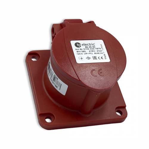 Розетка силова промислова TP Electric 4x16A 3P+PE із заземленням 75x75мм пряма 60-40-82