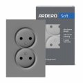 Розетка Ardero ER112-G Soft двойная без заземления серая 8653 Розетка Ardero ER112-G Soft двойная без заземления серая 8653