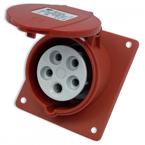 Розетка силова промислова TP Electric 5x16A 3P+N+PE із заземленням кутова 60-40-83