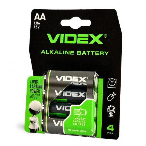 Батарейки лужні Videx LR06/АА BLISTER CARD блістер 4шт. LR6/AA 4pcs BC