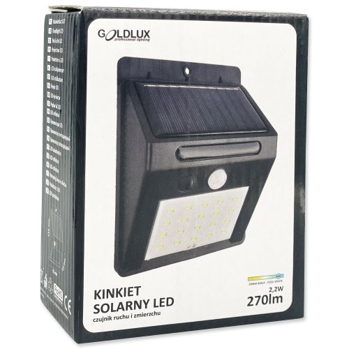 LED светильник уличный Goldlux Box на солнечной батарее 2.2W 6400К IP44 с датчиком движения 307644