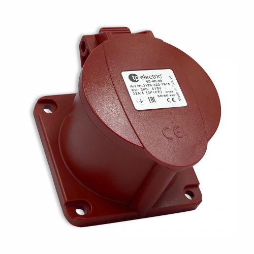 Розетка силова промислова TP Electric 4x32A 3P+PE із заземленням 75x75 пряма 60-40-90