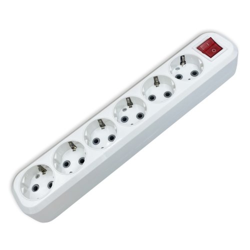 Колодка 6 гнізд з заземленням з кнопкою ElectroHouse EH-2207
