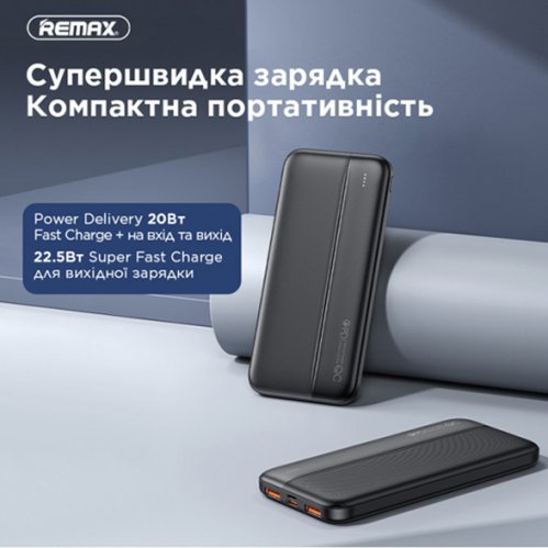 Портативное зарядное устройство УМБ повербанк Remax Tinyl Series 20Вт+22.5Вт PD+QC 10000MAH BLACK RPP-212
