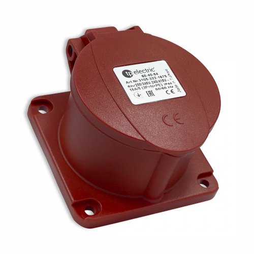 Розетка силова промислова TP Electric 5x16A 3P+N+PE із заземленням 75x75мм пряма 60-40-84