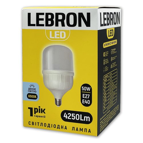 LED лампа Lebron 50W Е27+Е40 6500K L-А138 11-18-27