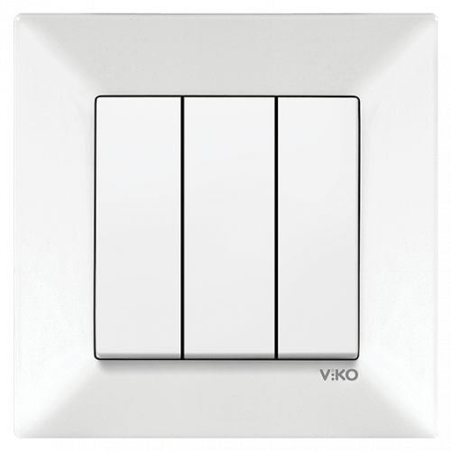 Выключатель 3-х клавишный Viko Meridian белый (90970068-WH)