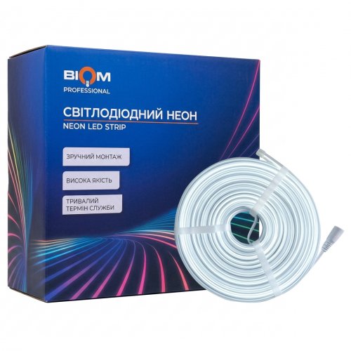 LED неон Biom SMD2835 120шт/м 12W/м 6000-6500K IP65 24V 11х5 BNSP-24-511-2835-120-W-1 28459