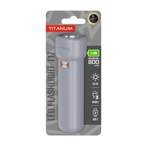 Портативный светодиодный аккумуляторный LED фонарик Titanum 50Lm 11000K X2 TLF-T17