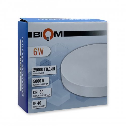 LED світильник накладний Biom 6W 5000К IP40 круглий білий NL-1-R6-W-5 25786