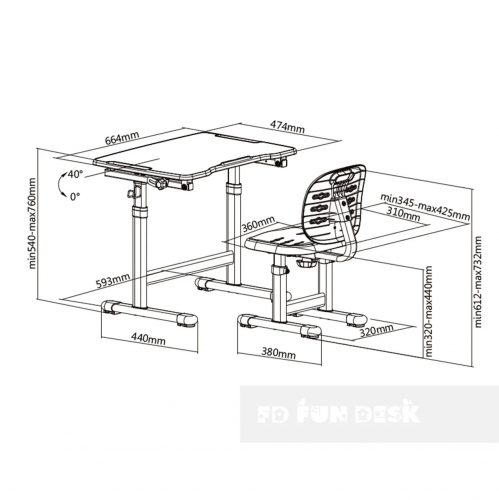 Комплект парта + стул трансформеры Omino Grey FunDesk 515971