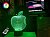 3D светильник "Apple" с пультом+адаптер+батарейки (3ААА) 03-002