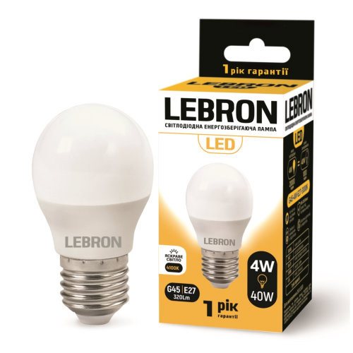 LED лампа Lebron G45 L-G45 4W Е27 4100K 11-12-42-1