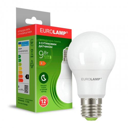 LED лампа Eurolamp A60 9W E27 4000K с сумеречным датчиком LED-A60-09274(D/N)