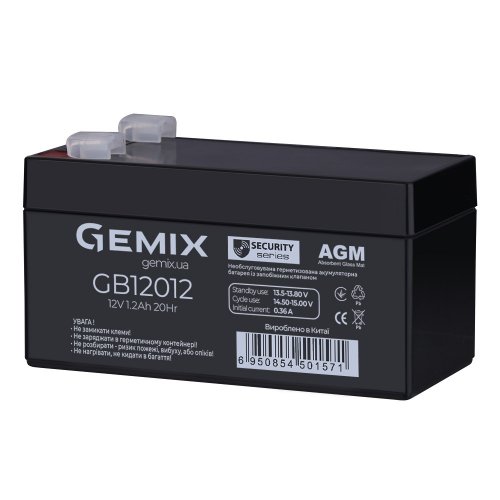 Аккумуляторная батарея Gemix Security Series AGM 12В 1.2Ah black GB12012