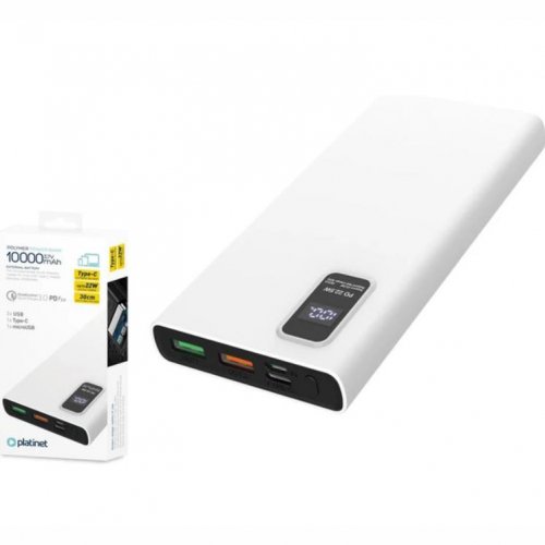 Портативное зарядное устройство (повербанк) PLATINET 10000mAh WHITE PMPB10WQC726W