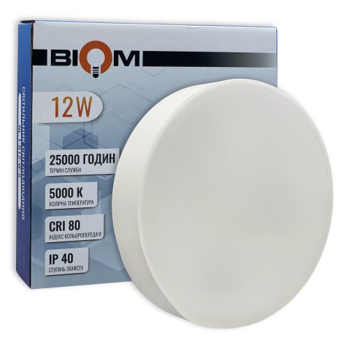LED світильник накладний Biom 12W 5000К IP40 круглий білий NL-1-R12-W-5 25787
