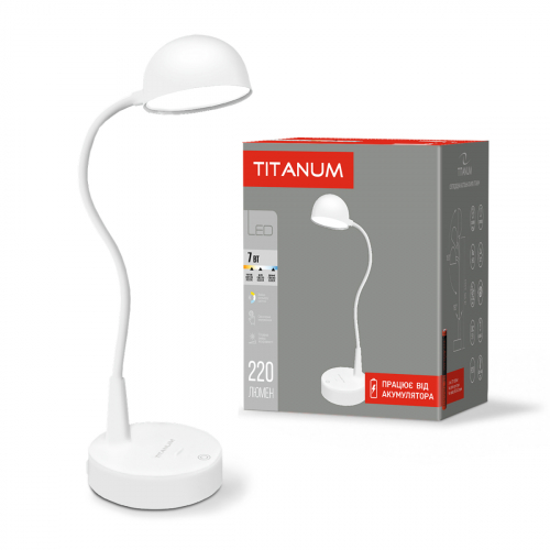 Настільна LED лампа акумуляторна Titanum 7W 1200mAh 3000-6000К TLTF-012W